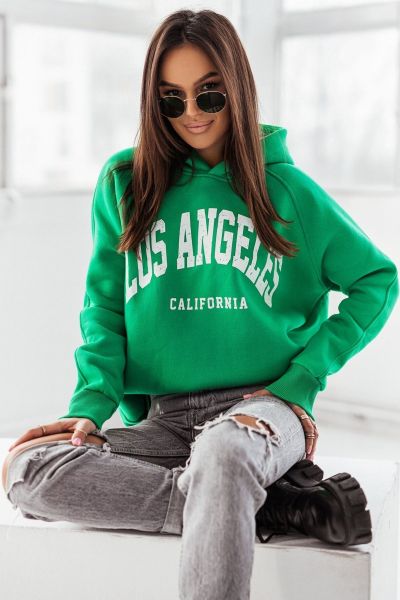 Zielona bluza damska z kapturem Los Angeles