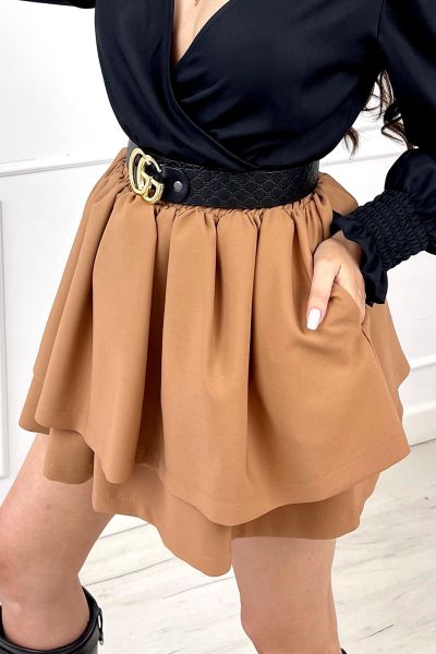 Karmelowa spódnica mini z falbankami Danna-BR04-UNIWERSALNY