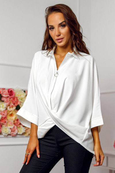 Biała bluzka typu oversize nisa-wh02-s