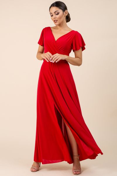 Czerwona sukienka maxi wieczorowa Abelia-RD01-XS/S