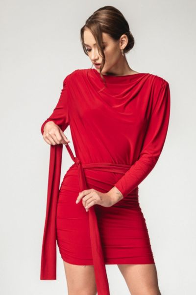 Czerwona dopasowana krótka sukienka Amelia