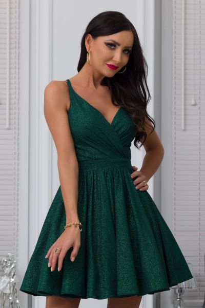 Zielona sukienka na wesele z poświatą mini Lily-GN07-XXS