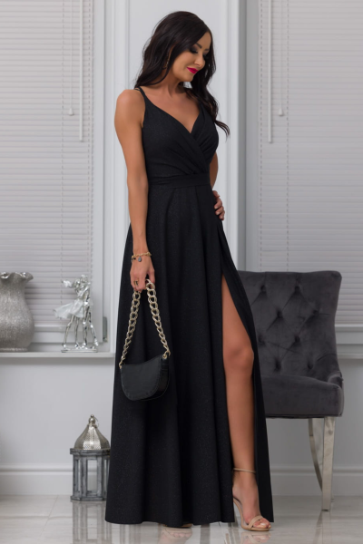Czarna sukienka maxi na wesele Paris-BK01-S