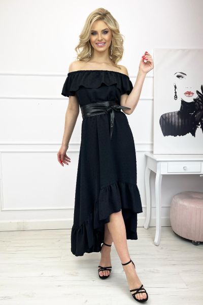 Czarna asymetryczna letnia sukienka maxi Leyla-BK01-S