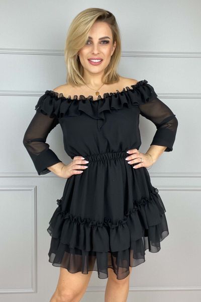 Sukienka hiszpanka na co dzień czarna Beryl-BK01-UNIWERSALNY