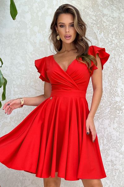 Czerwona krótka sukienka na wesele Cataleya