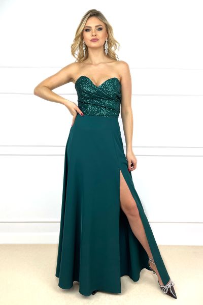 Sukienka wieczorowa na studniówkę Sybil zielona-GN07-XS