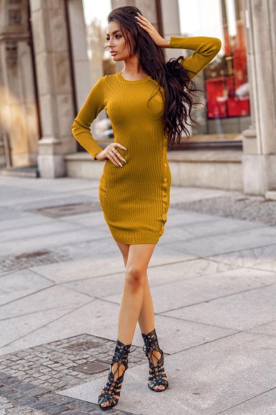 Sukienka basic maren mustard-br05-one size