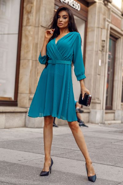 Sukienka plisowana landa dark turquoise