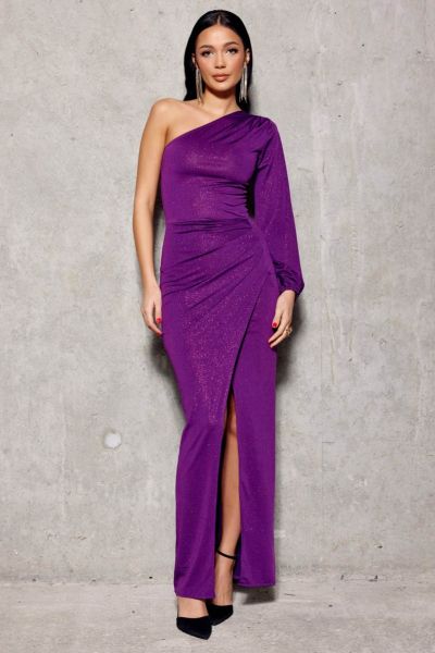 Fioletowa długa sukienka wieczorowa na studniówkę Afrodyta-PR01-XS
