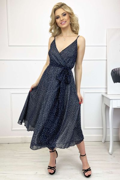  Szyfonowa sukienka midi na cienkich ramiączkach Eloisa-BL03-XS