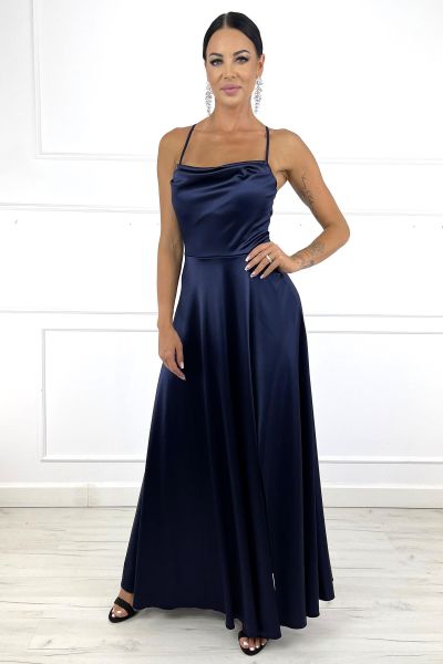 Granatowa sukienka wieczorowa maxi Delia-BL03-XS