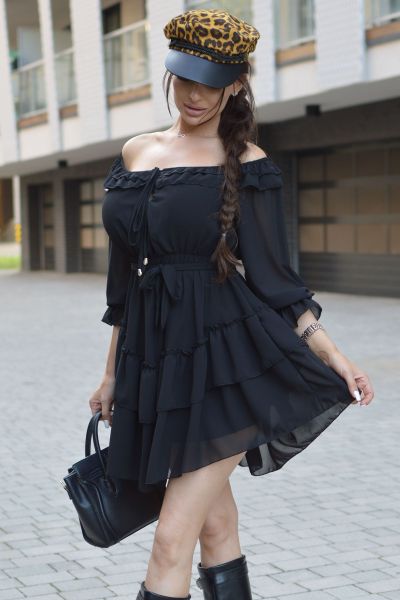 Czarna szyfonowa sukienka francesca 