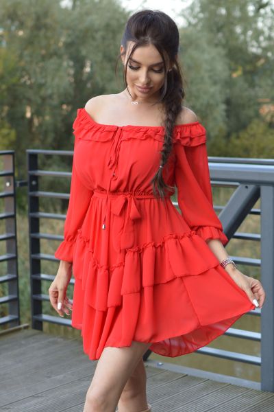 Czerwona szyfonowa sukienka francesca 