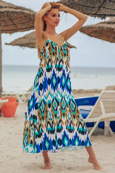 Niebieska sukienka damska maxi allegra-bl02-one size