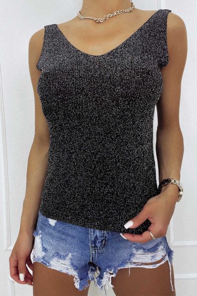 Czarna sweterkowa bluzka damska melany-bk01-one size