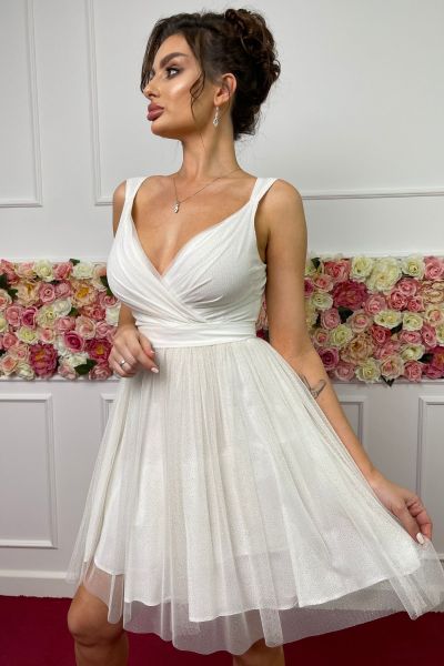 Biała tiulowa sukienka na wesele Luna-WH02-S