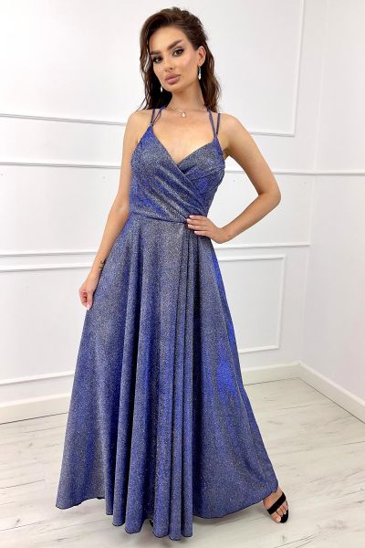 Szaro niebieska sukienka maxi na wesele Scarlet-BL05-S