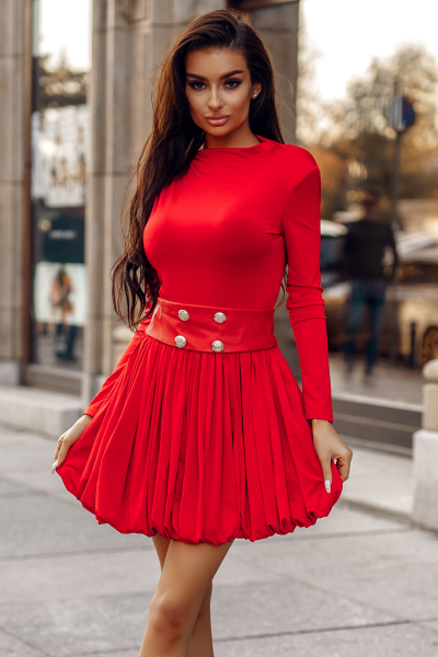 czerwona sukienka a'la bombka - molerin