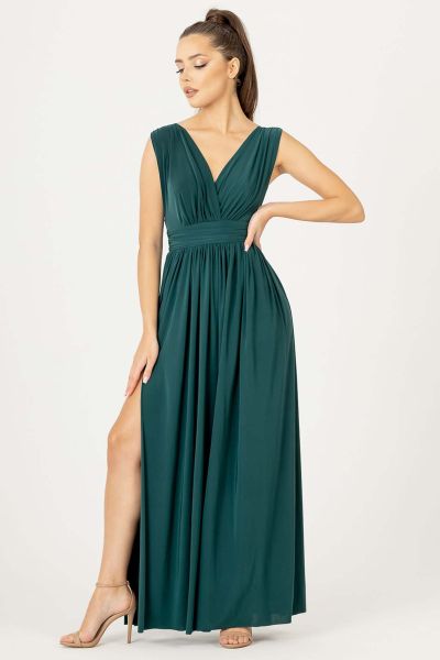 Zielona sukienka wieczorowa z rozcięciem Aurelia-GN07-XS/S