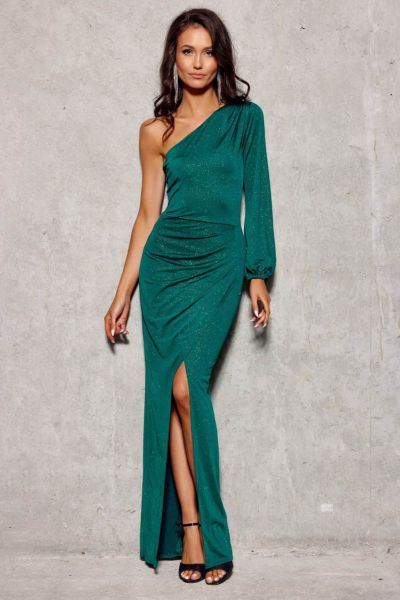 Zielona długa brokatowa sukienka na studniówkę Afrodyta-GN01-XS