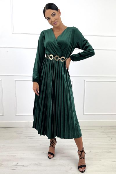 Zielona sukienka welurowa Marita-GN07-UNIWERSALNY