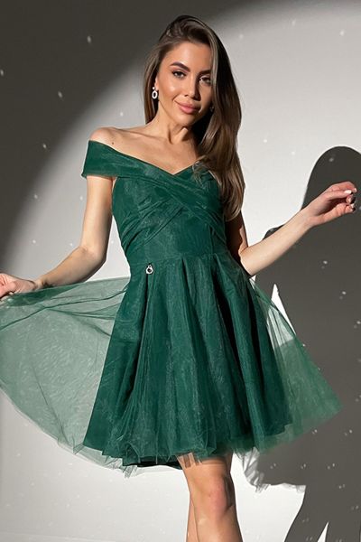 Zielona krótka sukienka z rozkloszowanym dołem Marcela-GN01-XS
