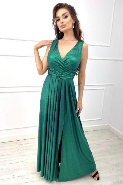 Zielona sukienka na wesele z poświatą