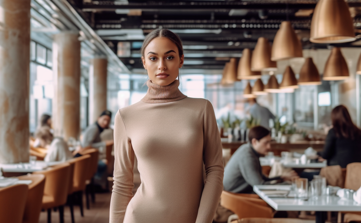 kobiet w restauracji w sweterkowej sukience