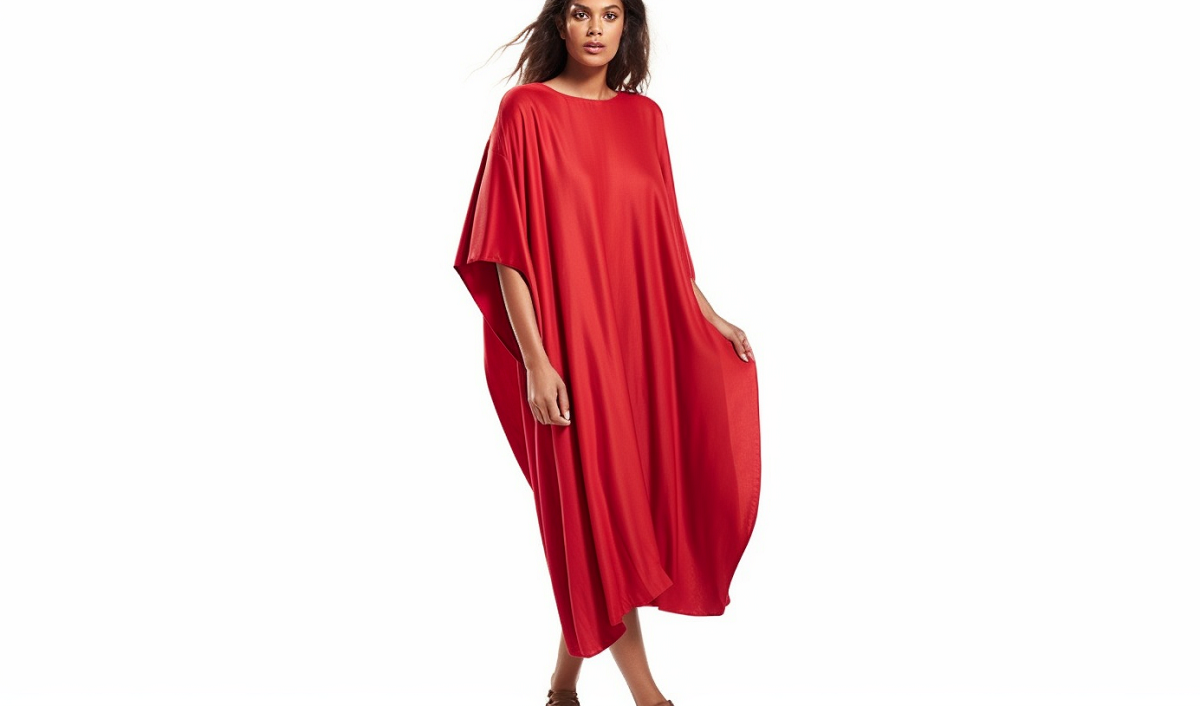 kobieta w czerwonej sukience oversize