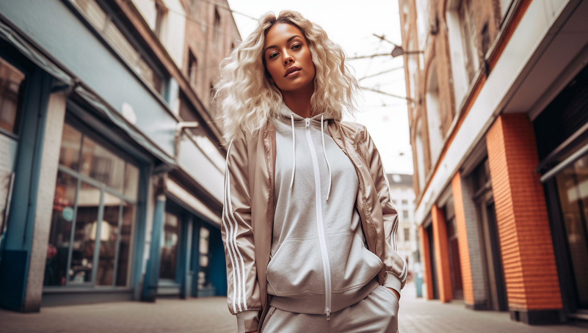 blondynka w bluzie dresowej