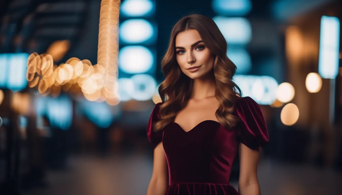 welurowa sukienka z buffkami